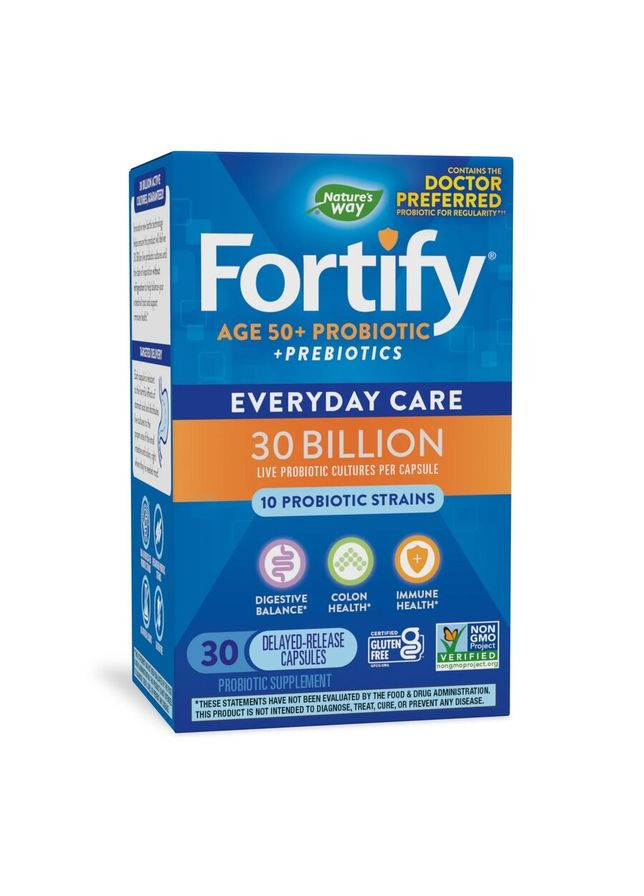 Пробиотики для взрослых Fortify Age 50+ Probiotic+Prebiotics, 30 вегакапсул с добавлением пребиотиков Nature's Way (324420820)
