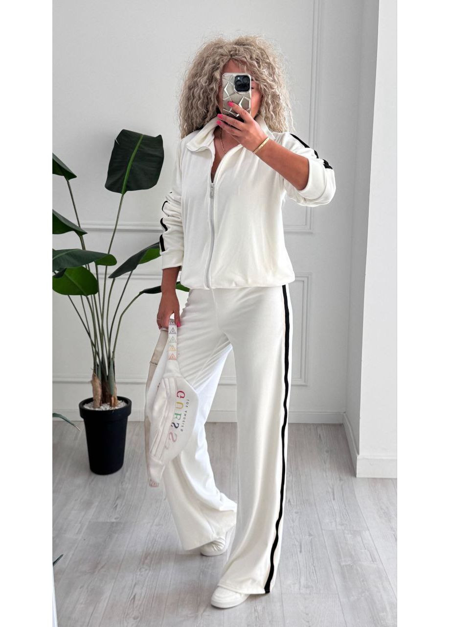 Велюровый костюм с лампасами брюки прямого кроя и кофта. Україна (361374764)