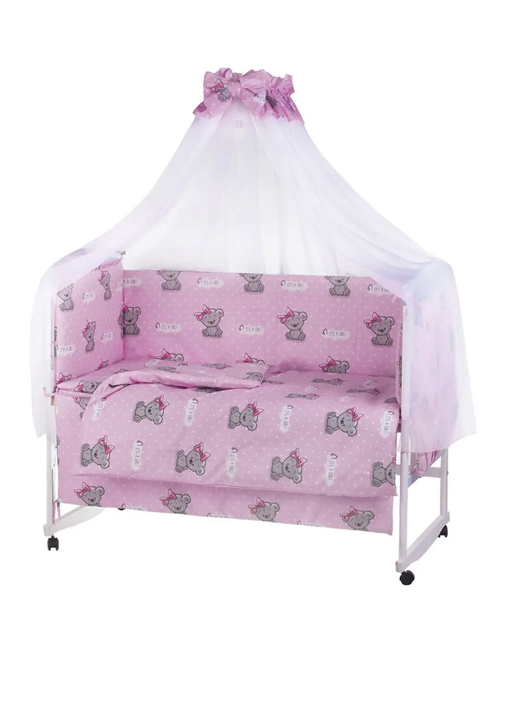 Постельный комплект в кроватку цвет розовый ЦБ-00249617 Qvatro (301129514)