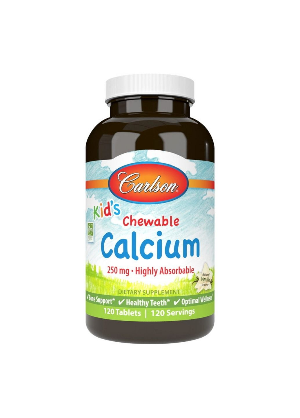 Вітаміни та мінерали Kid's Chewable Calcium, 120 таблеток Carlson Labs (293419053)