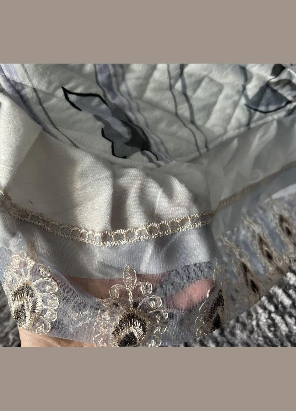 Комплект покривало на ліжко та наволочки 2 шт Сірий з білим Євро (К5001-3) No Brand (323161177)