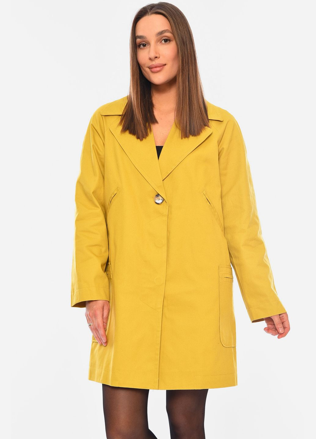 Горчичное демисезонное Пальто женское горчичного цвета Let's Shop