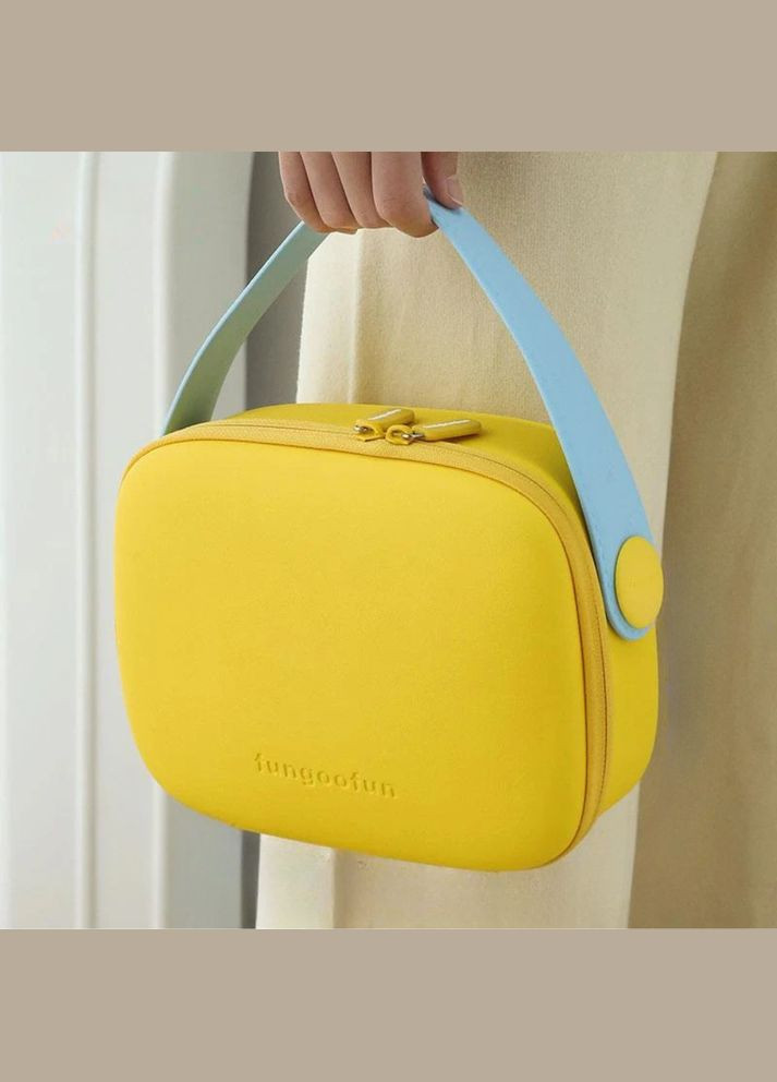 Косметичка силіконова б'юті-чемодан для косметики та аксесуарів, сумочка з ручкою на блискавці, жовта No Brand (354829431)