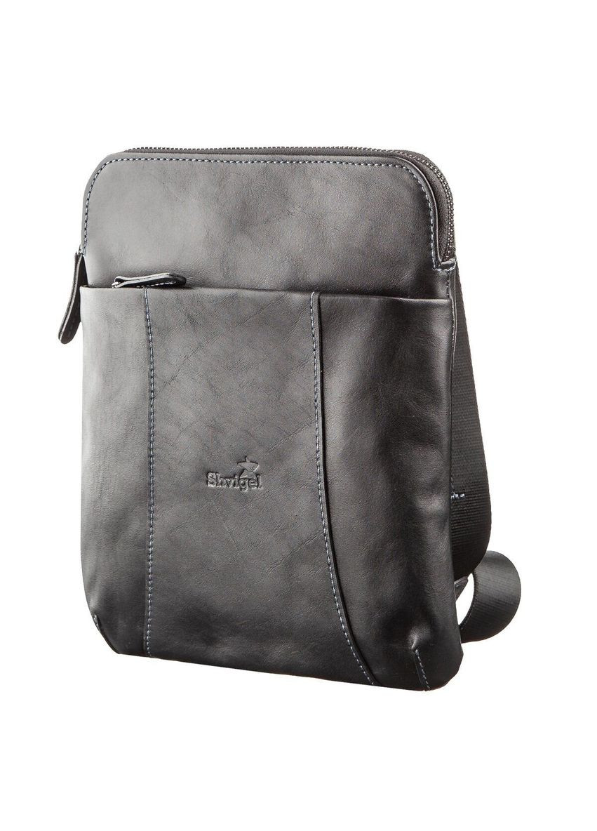 Вертикальний чоловічий месенджер з вінтажній шкіри 11177 Shvigel (331912848)