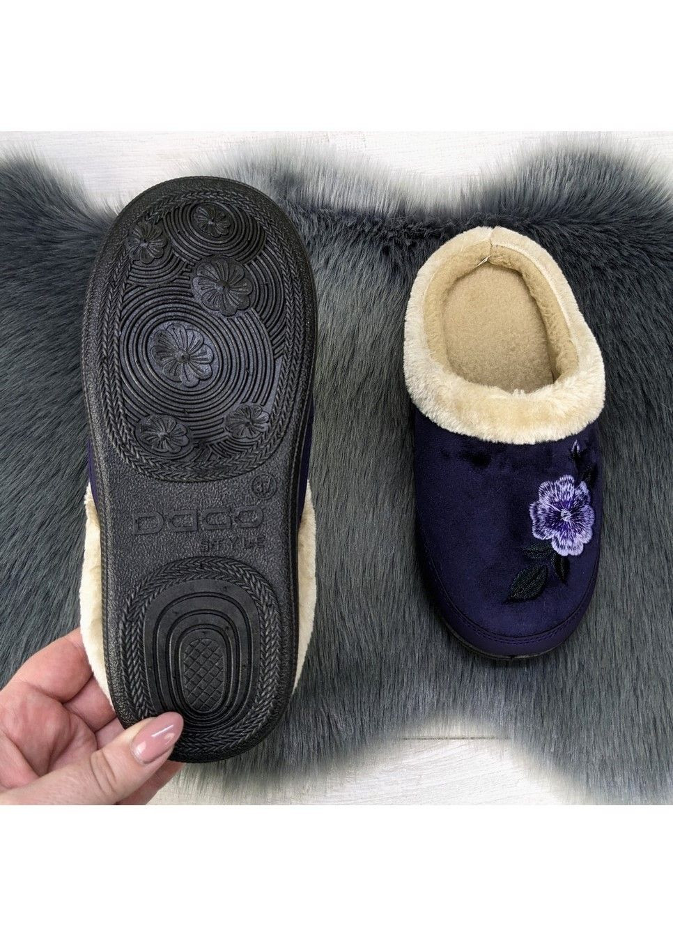 Сливовые тапочки женские домашние теплые без задника Dago