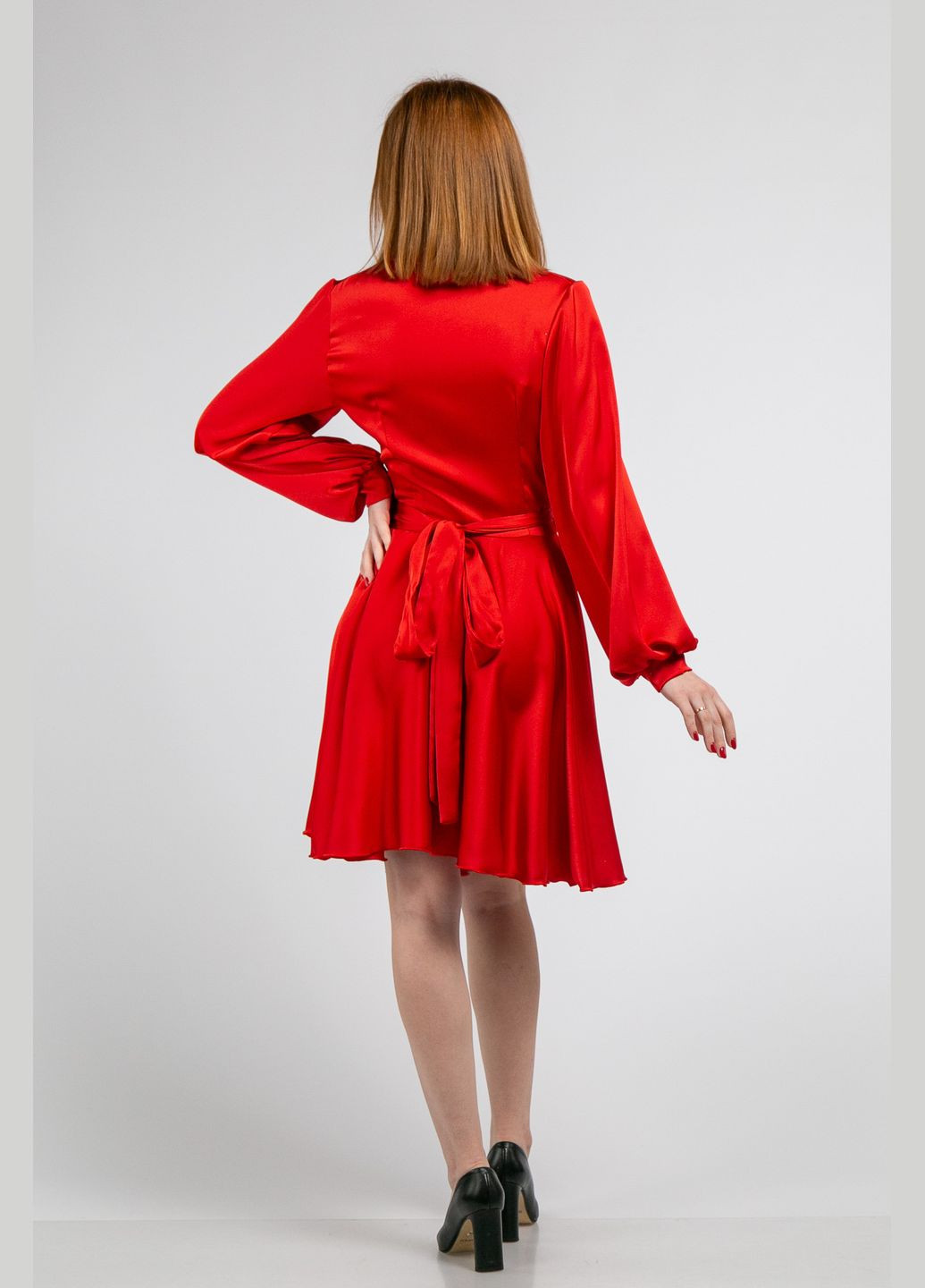 Алое праздничный, коктейльное, вечернее платье мини на запах one size CHICLY однотонное