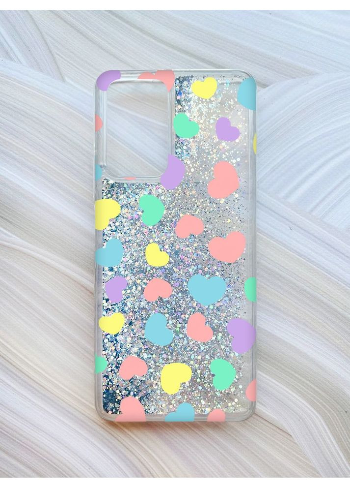 Чехол с плавающими блестками на Xiaomi Redmi Note 10 Pro/10 Pro Max Сердечка (принт 335) CASE CONTROL (360700484)