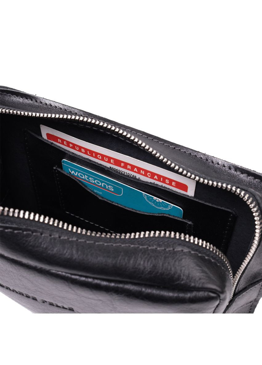 Сумка бананка прямоугольного формата из качественной натуральной кожи 22576 Черный Grande Pelle (331907145)