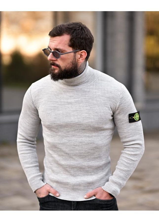 Стильний чоловічий гольф Stone Island в'язка сірий No Brand (371684785)