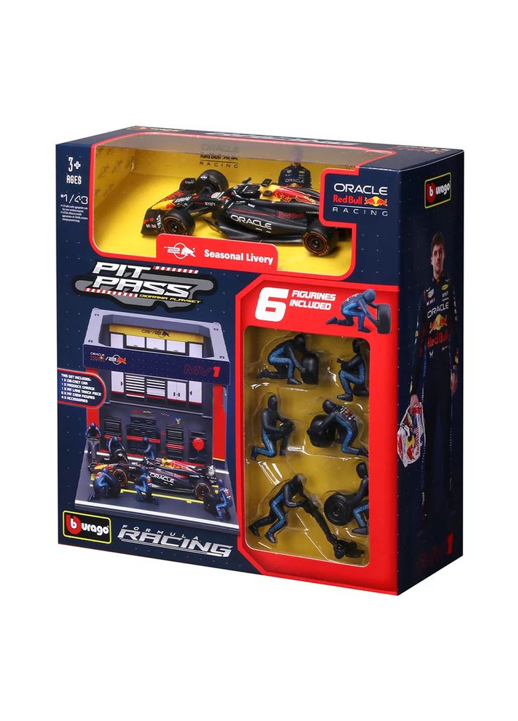 Игровой набор Pit Pass Oracle Red Bull Racing RB20 1:43 (18-38453 (#1)) Bburago (369905225)