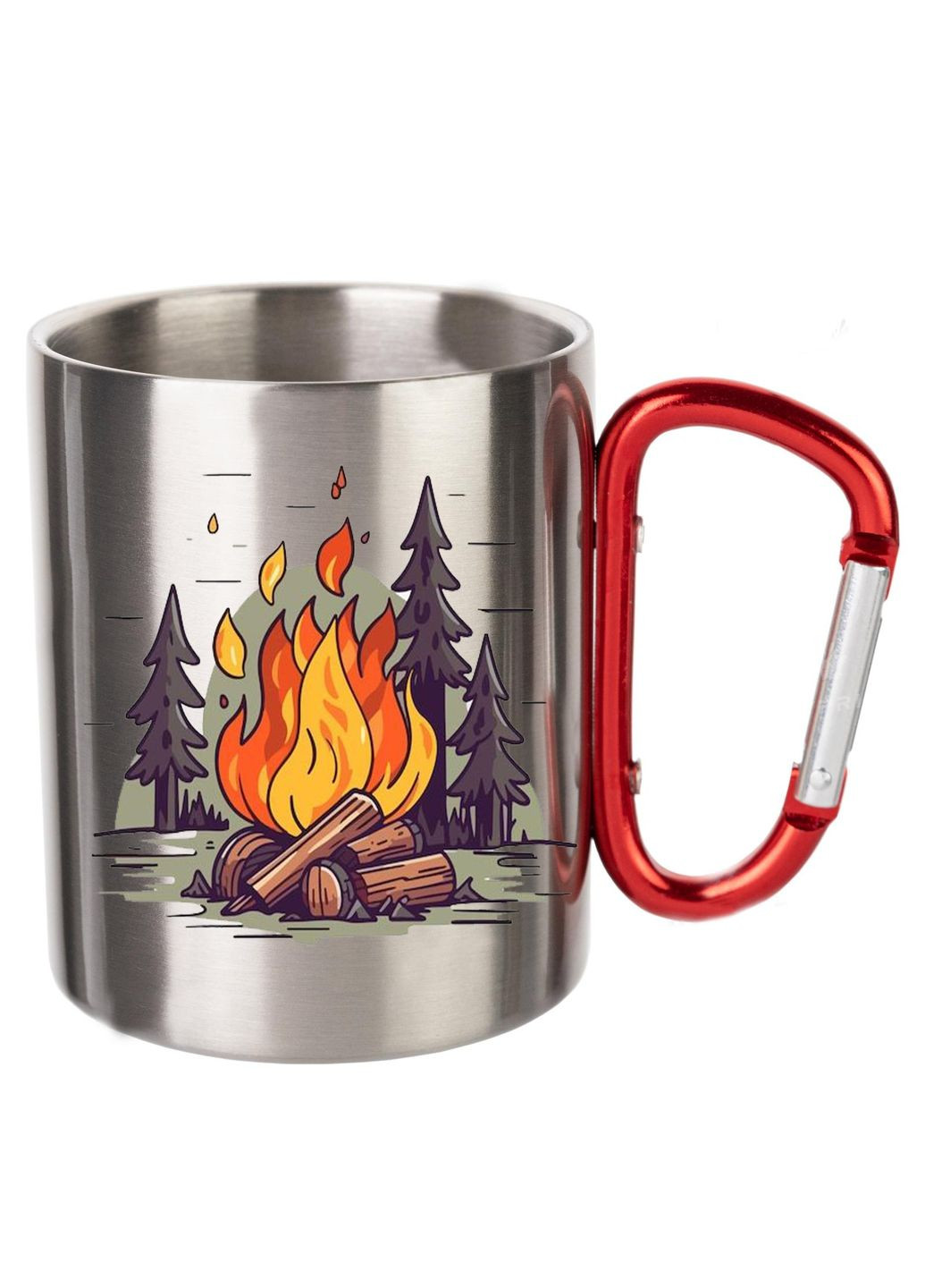 Кружка металлическая с карабином (red) туристическая 300 мл #0036 silver No Brand (316121680)