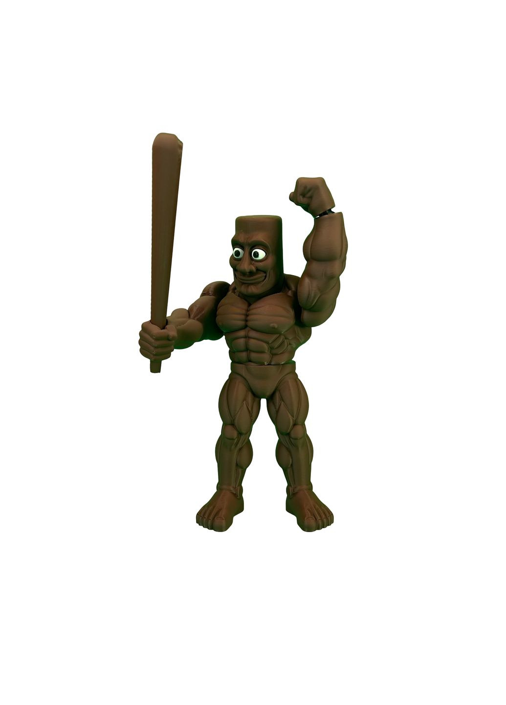 Іграшка "Tung tung tung Muscle Sahur" накачана деревʼяшка з серії Italian Brainrot коричневий 22 см (PIG10037) DrukHouse3D (352166166)