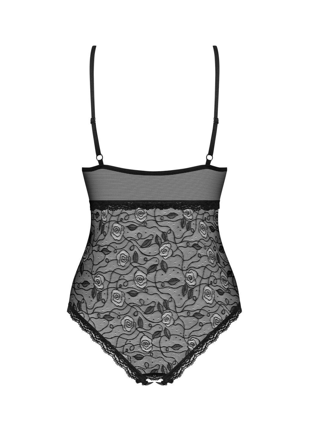 Мереживне боді з доступом 818-TED-1 teddy чорне CherryLove Obsessive чорний поліамід, еластан