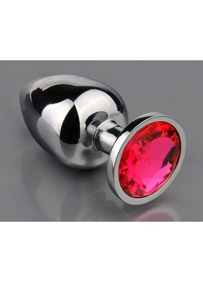 Середня анальна пробка з бузковим кристалом у чохлі 8*3.4 см Металева No Brand (340914562)