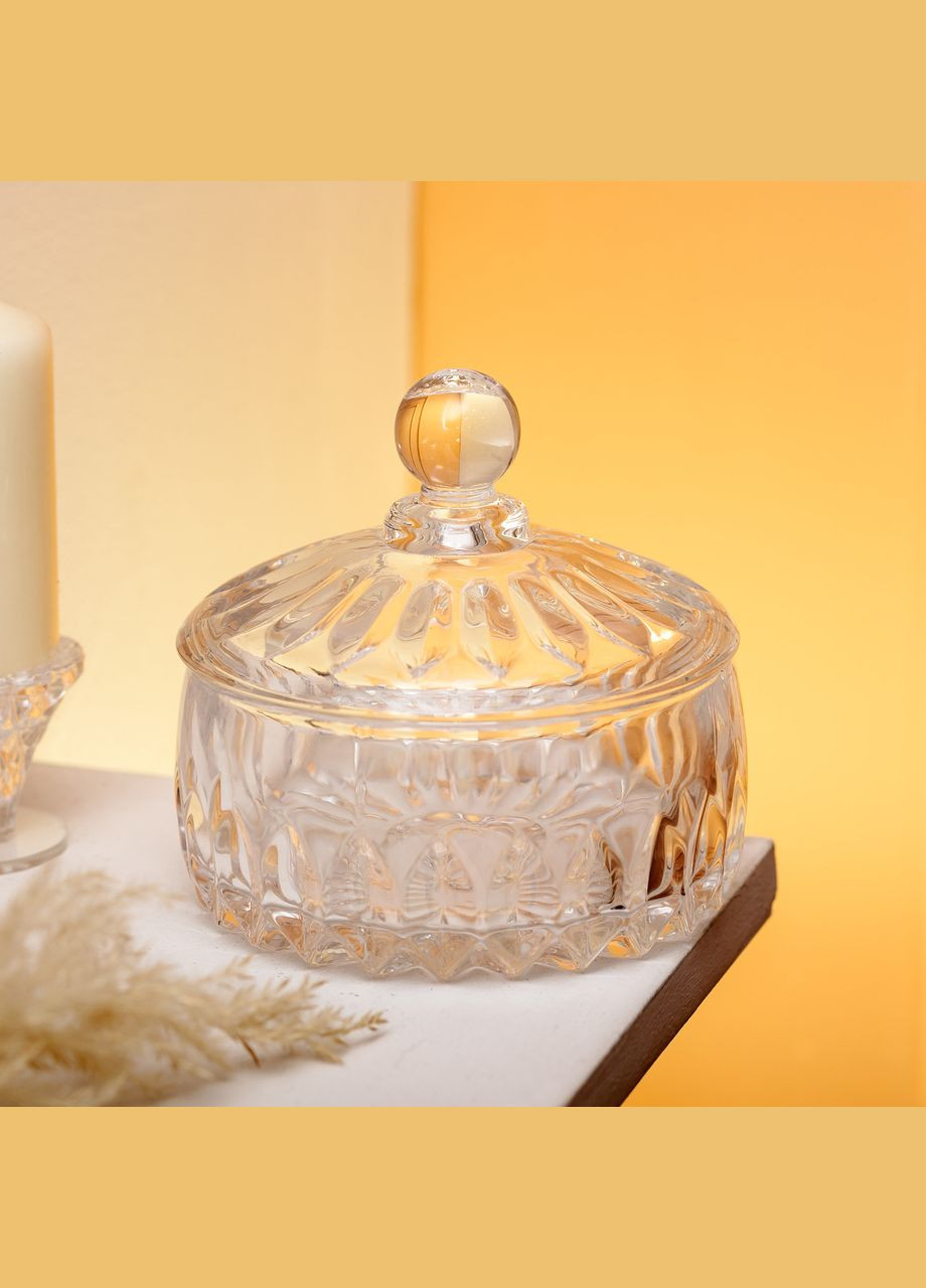 Цукерниця з кришкою кругла скляна прозора HP-4-124 Yiwu (329375904)