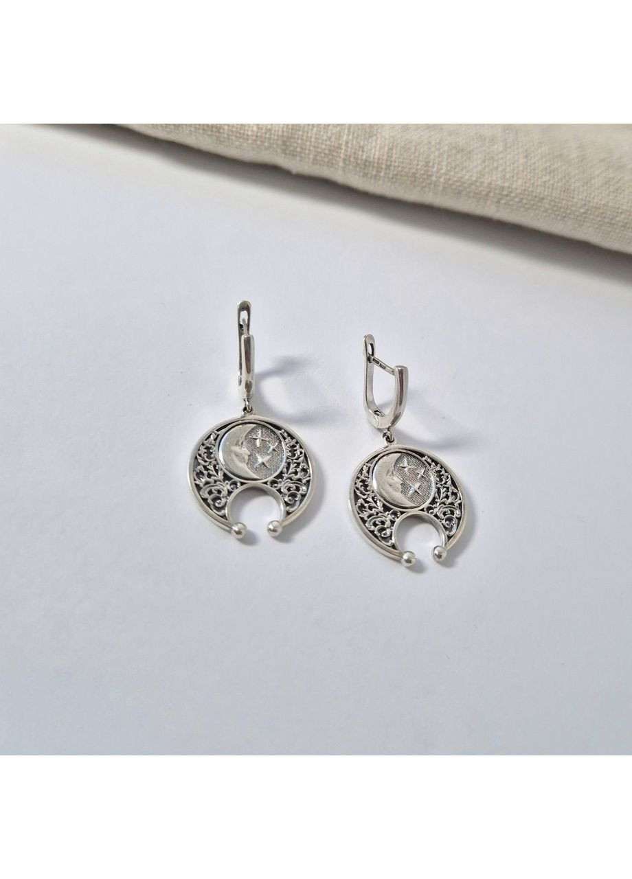 Серебряные серьги с Подвеской Лунница без камней серебро 925 пробы Черненное 5363 7.70г No Brand (306743212)