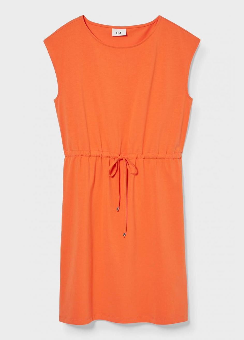 Оранжевое кэжуал платье из хлопка C&A однотонное