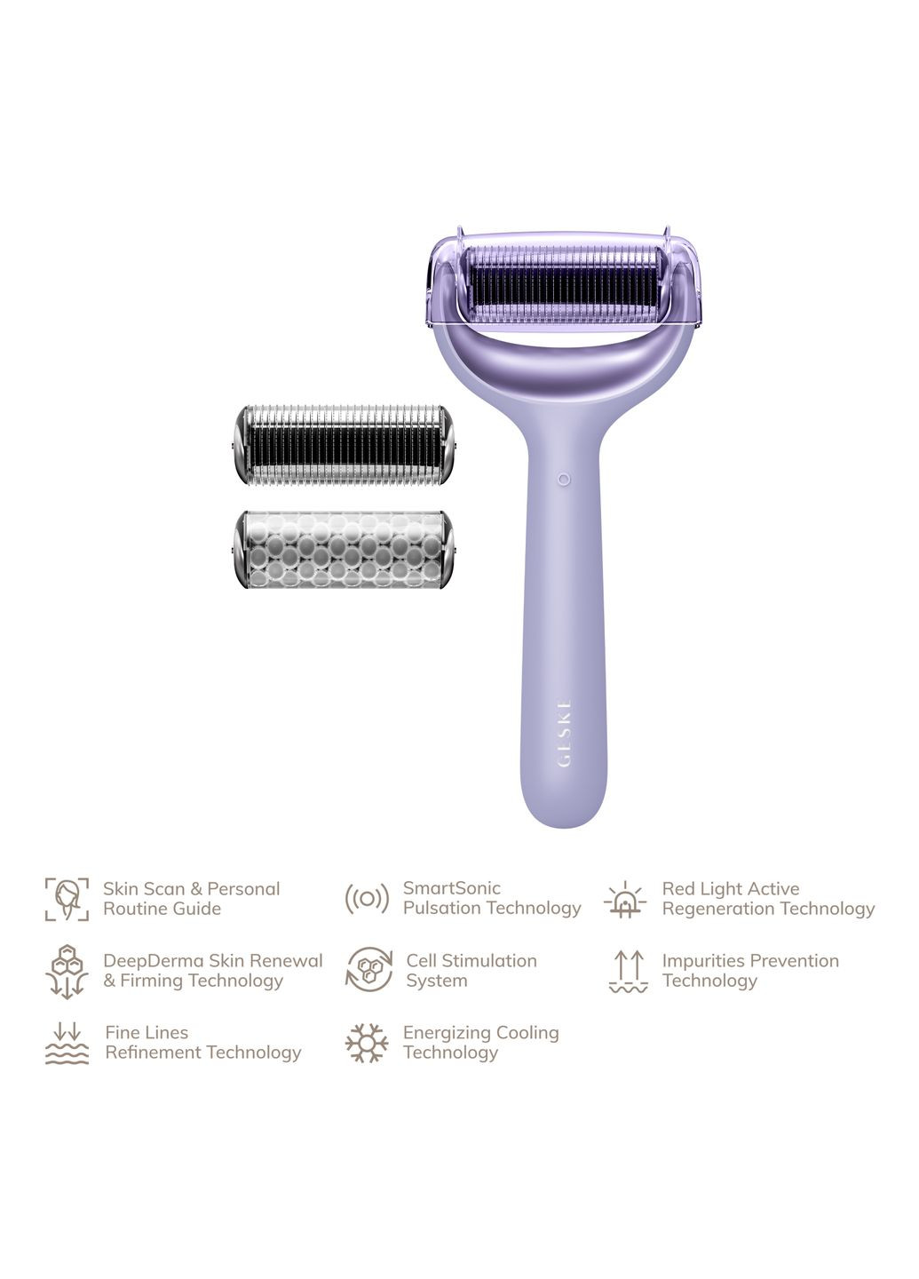 Електронний ролер для обличчя та тіла з мікроголками MicroNeedle Face&Body Roller 8в1 purple GESKE (341526178)
