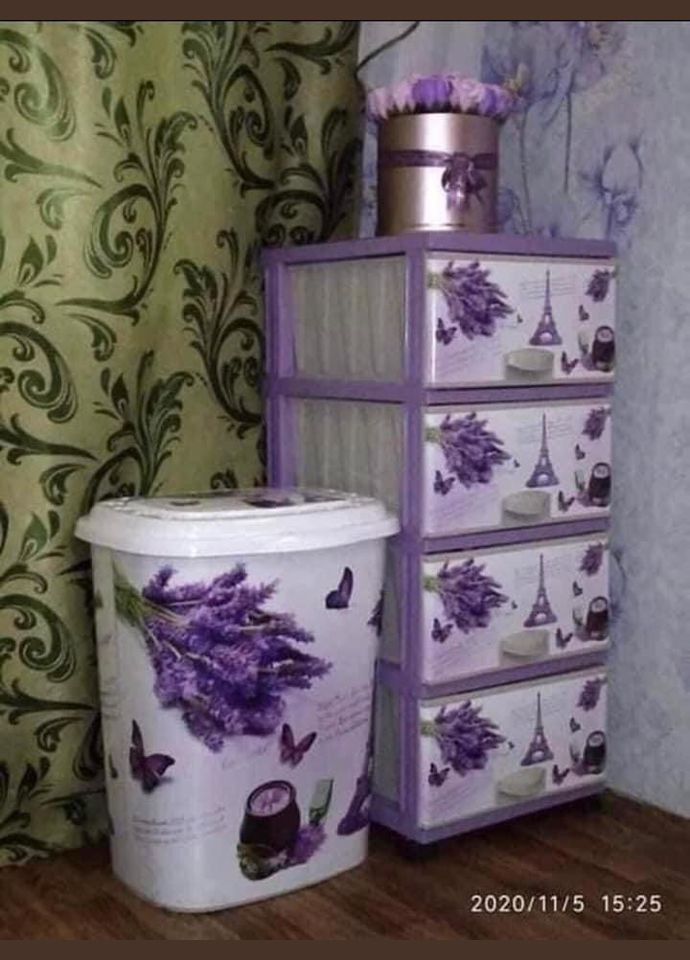 Комод пластиковый 37,5*46*90 + Корзина для белья 38*45*53 Париж Elif Plastik (345122317)