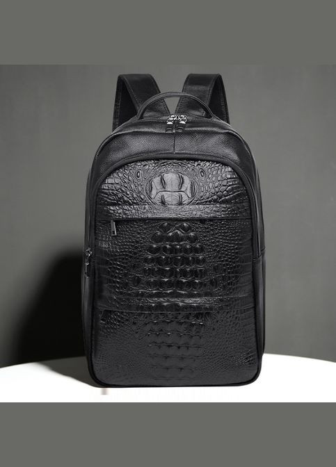 Мужской кожаный рюкзак городской под рептилию черный Eton (322284073)