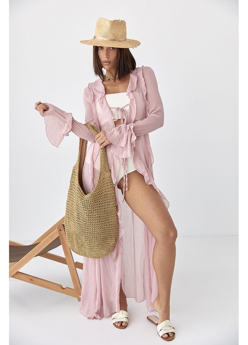 Пудрова пляжна пляжна прозора сукня Lurex однотонна