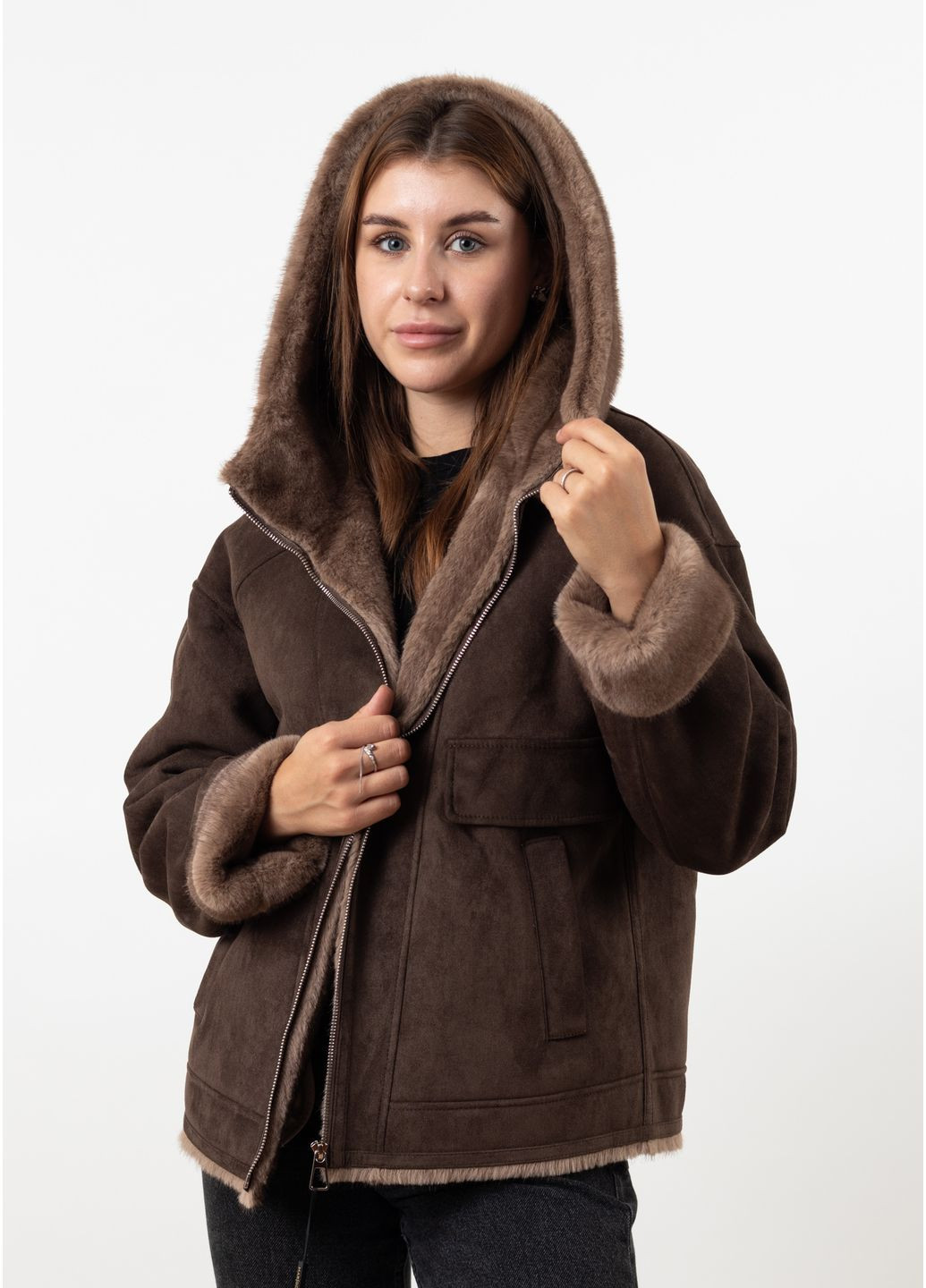 Темно-коричневый зимний Пуховик MissLynx