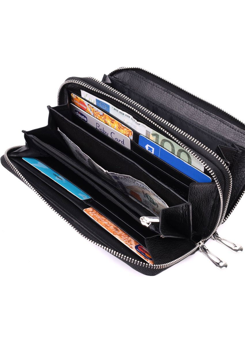 Чоловічий клатч на два відділення із натуральної шкіри 22531 Чорний st leather (302009299)