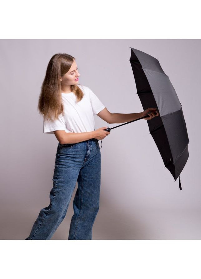 Чорна парасолька преміум - автоматична, чоловіча укріплена парасолька з дерев'яною ручкою. (365813108)