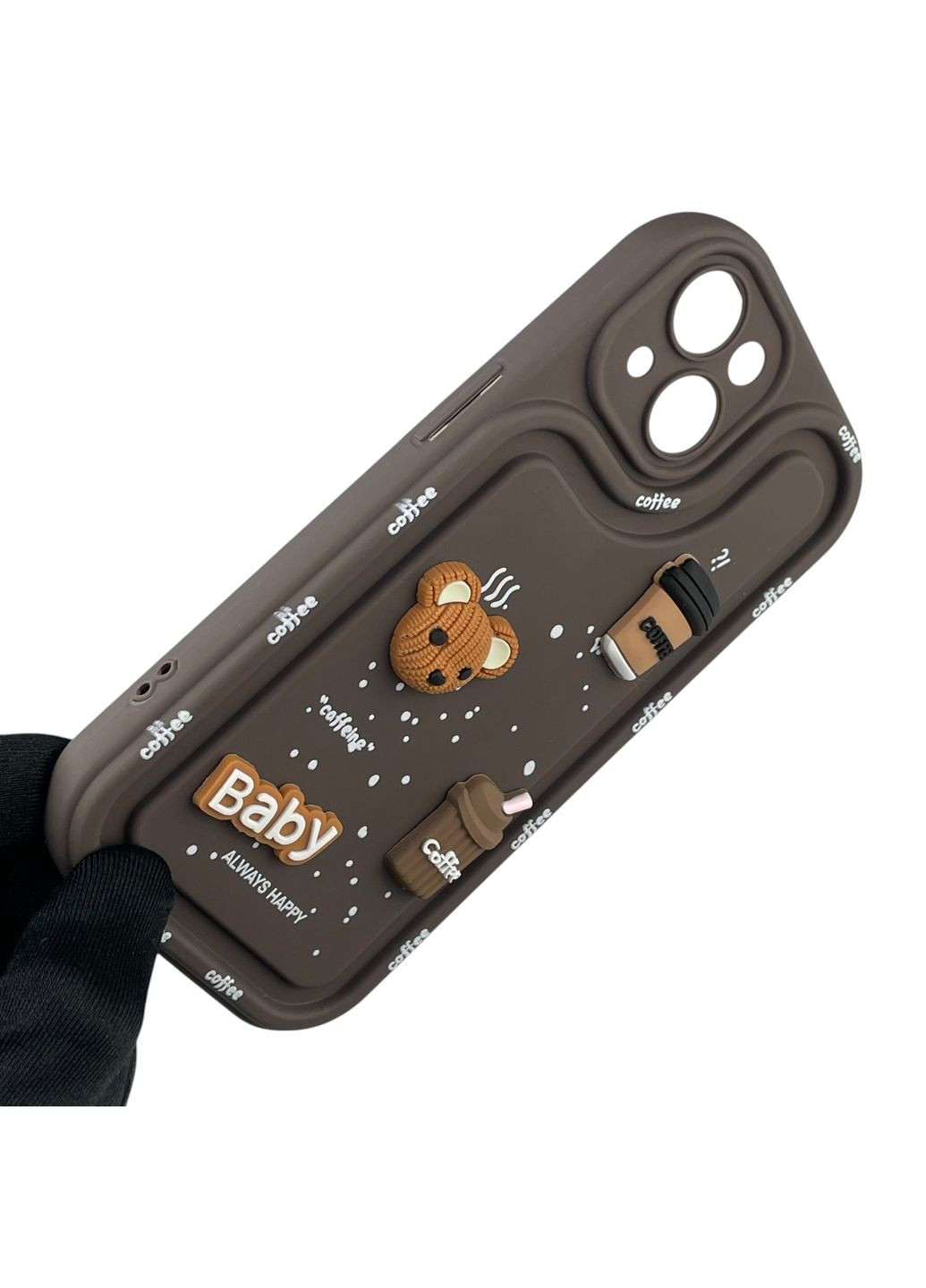 Чехол для iPhone 13 с 3д рисунком детский женский объёмный на айфон 13 коричневый Apple (366019597)