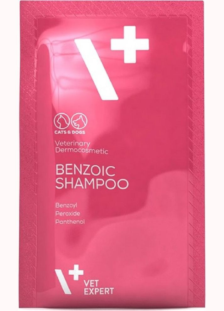 Антибактеріальний протигрибковий шампунь для котів і собак з жирною шкірою Benzoic Shampoo 20х15 мл VetExpert (279566534)