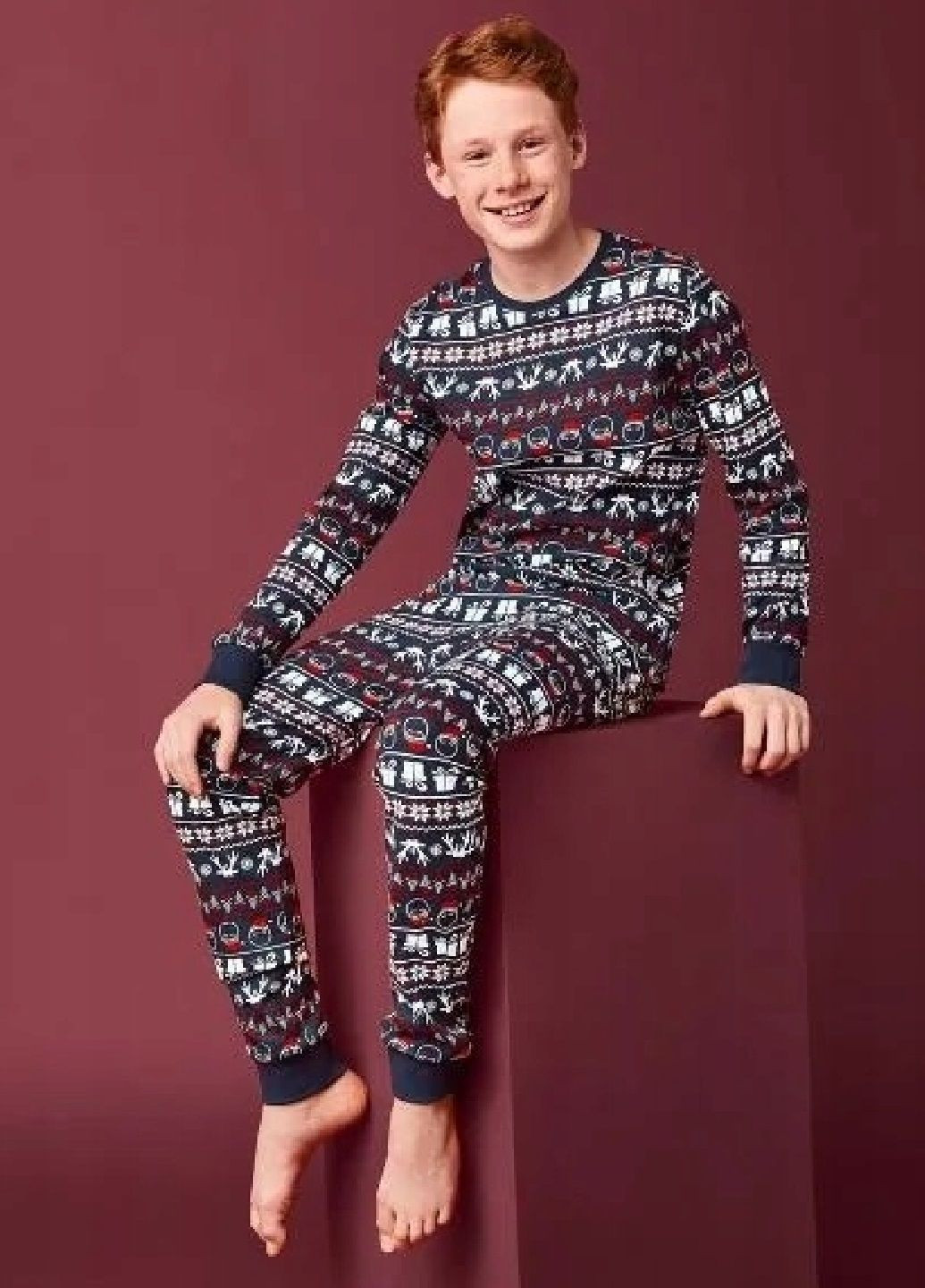 Комбінована всесезон піжама підліткова трикотажна в новоріний принт Pepperts