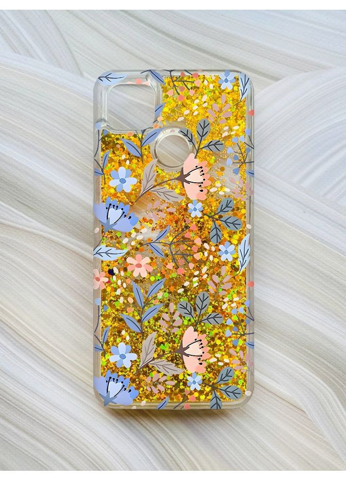 Чехол с плавающими блестками на Xiaomi Redmi 9C / 10A:: Цветочный фон (принт 371) CASE CONTROL (360691823)