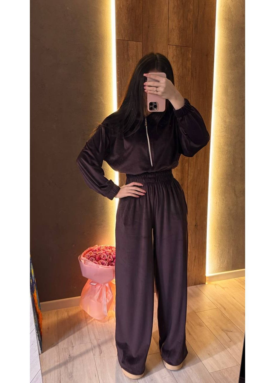 Женский велюровый комбинезон с капюшоном и акцентом на талии. MonCher комбинезон-брюки коричневый повседневный велюр