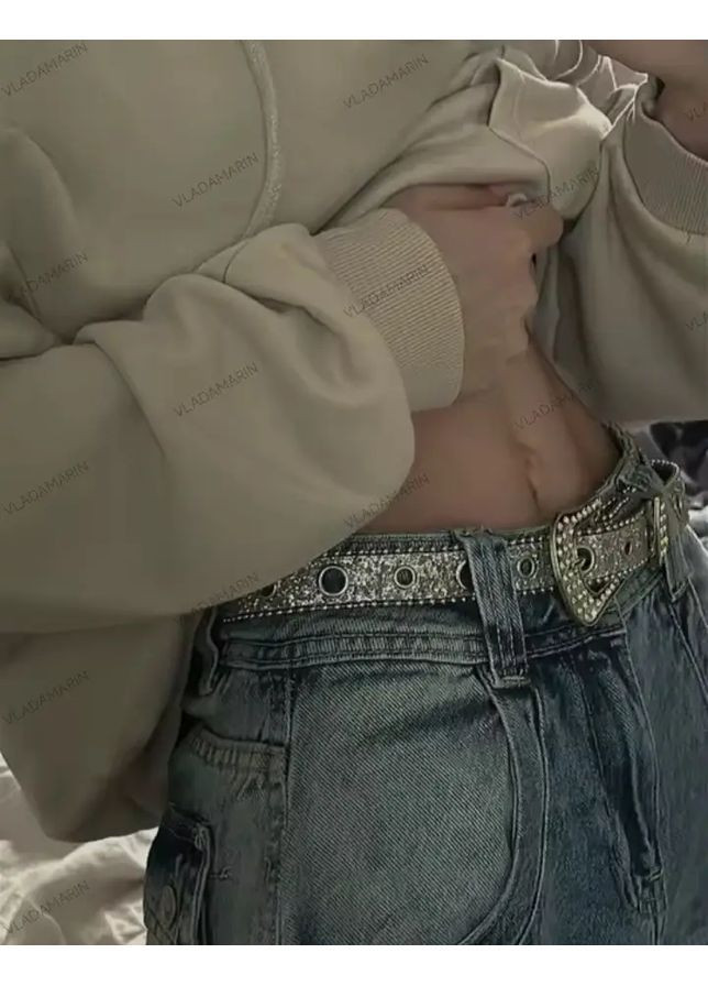 Молодіжний ремінь зі стразами та заклепками Y2K,жіночий яскравий ремінь No Brand (368695222)