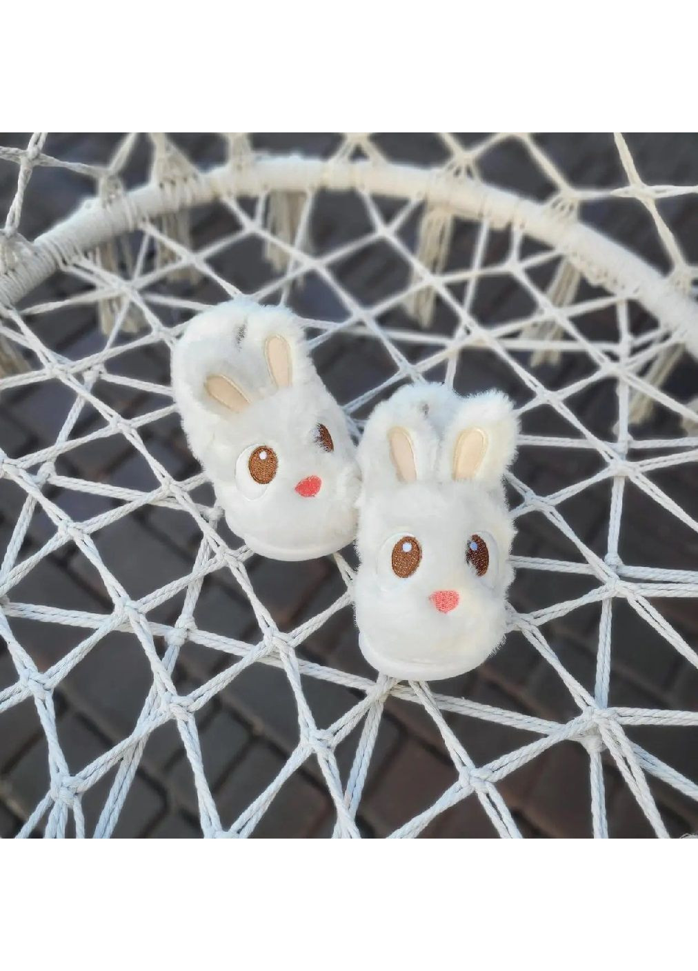 Дитячі кімнатні домашні зимові плюшеві закриті капці для дітей дівчаток 17 см (481727-Prob) Білий Зайчик розмір 26-27 Unbranded (365657964)