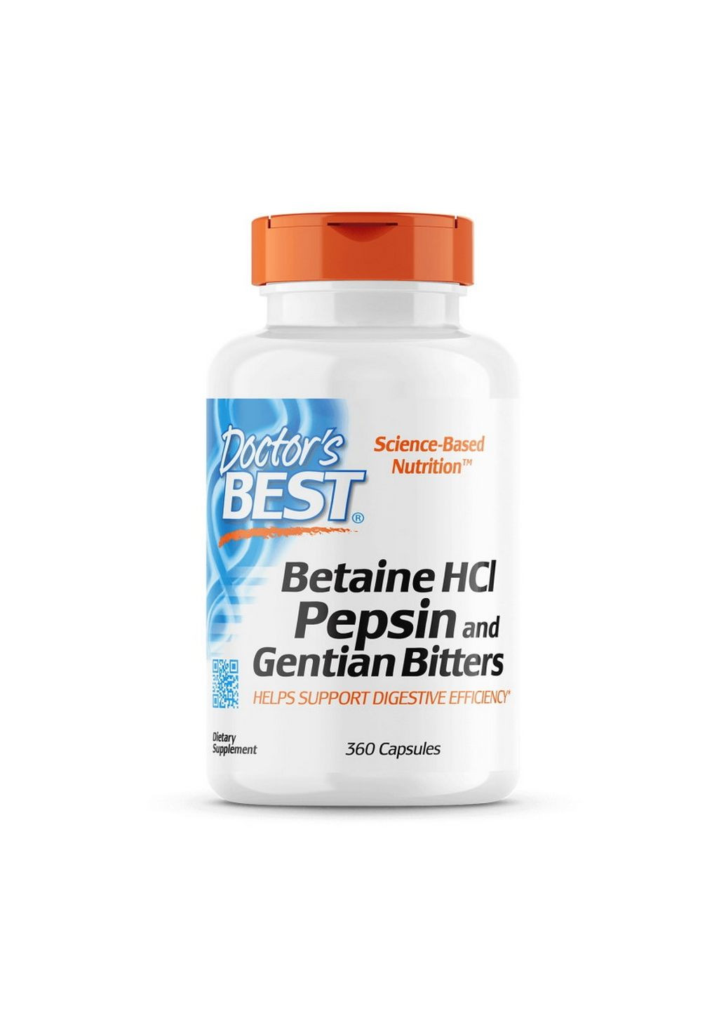 Натуральна добавка Betaine HCL Pepsin and Gentian Bitters, 360 капсул Doctor's Best (294925209)