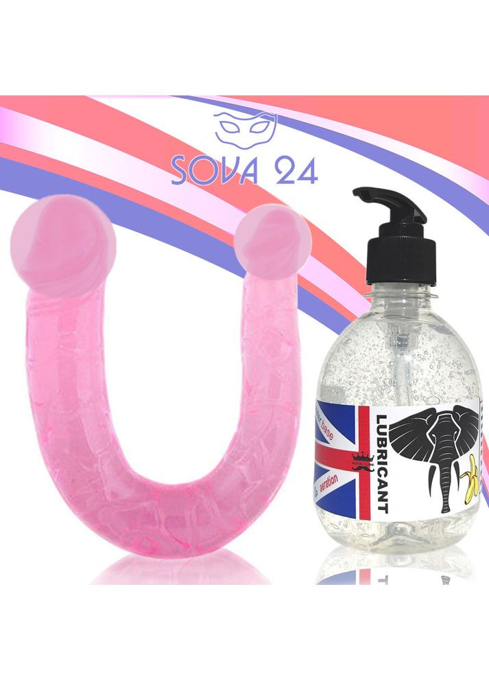 Подвійний фаллоімітатор 28 см з лубрикантом полуничним No Brand (340914395)