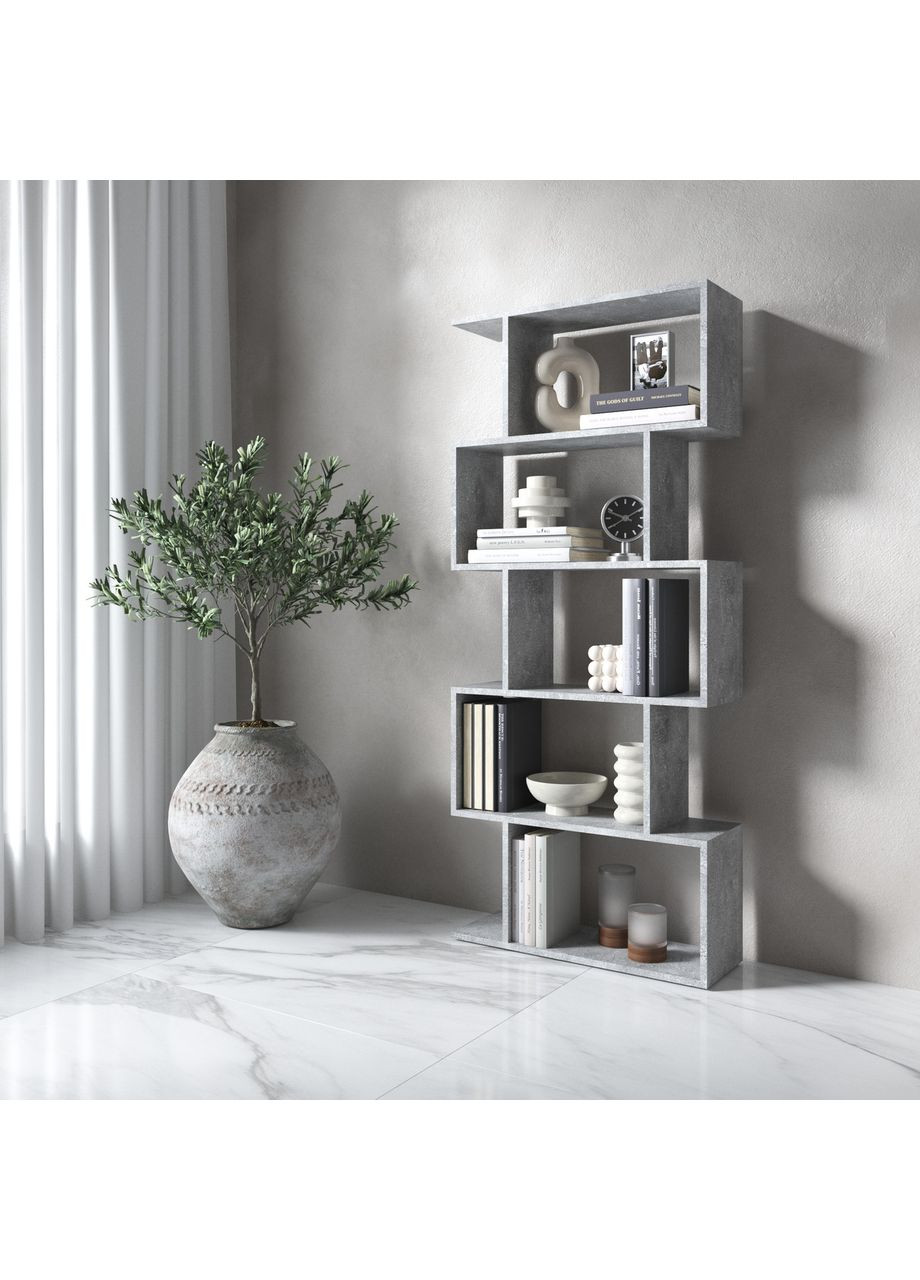 Стеллаж для книг и декора на 5 ярусов из ламинированного ДСП 700x1630x240 (hm-12-bt) VAYS (363134857)