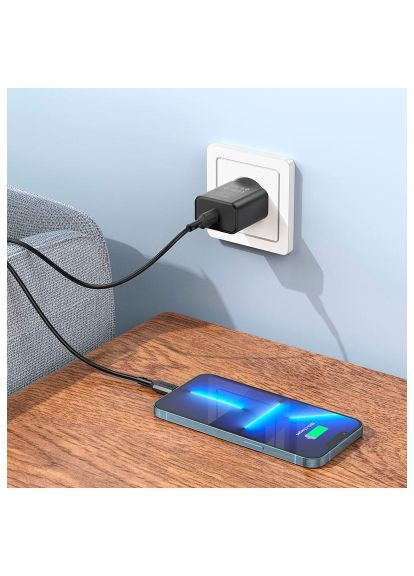 Зарядний пристрій (6974443387957) Borofone BA71A Power USB-C PD20W Black (370014457)