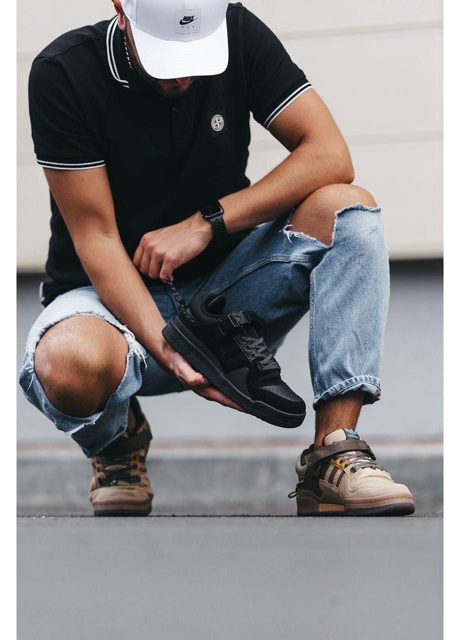 КРОССОВКИ ЖЕНСКИЕ ADIDAS FORUM X BAD BUNNY BLACK АДИДАС ФОРУМ БЕД БАННИ No Brand чёрные демисезоны (368888169)