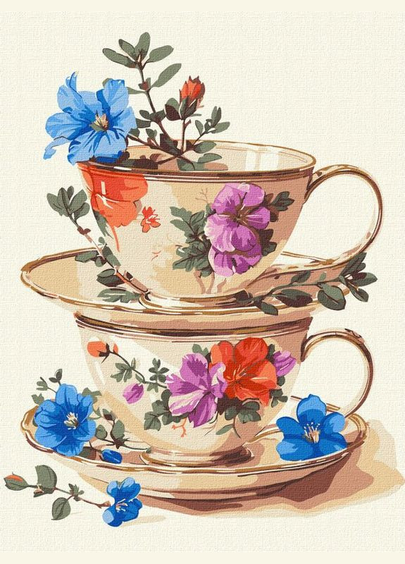 Картина за номерами Чарівність чашок з фарбами металік ©art_selena_ua 30x40 KHO5125 Ідейка (292715090)