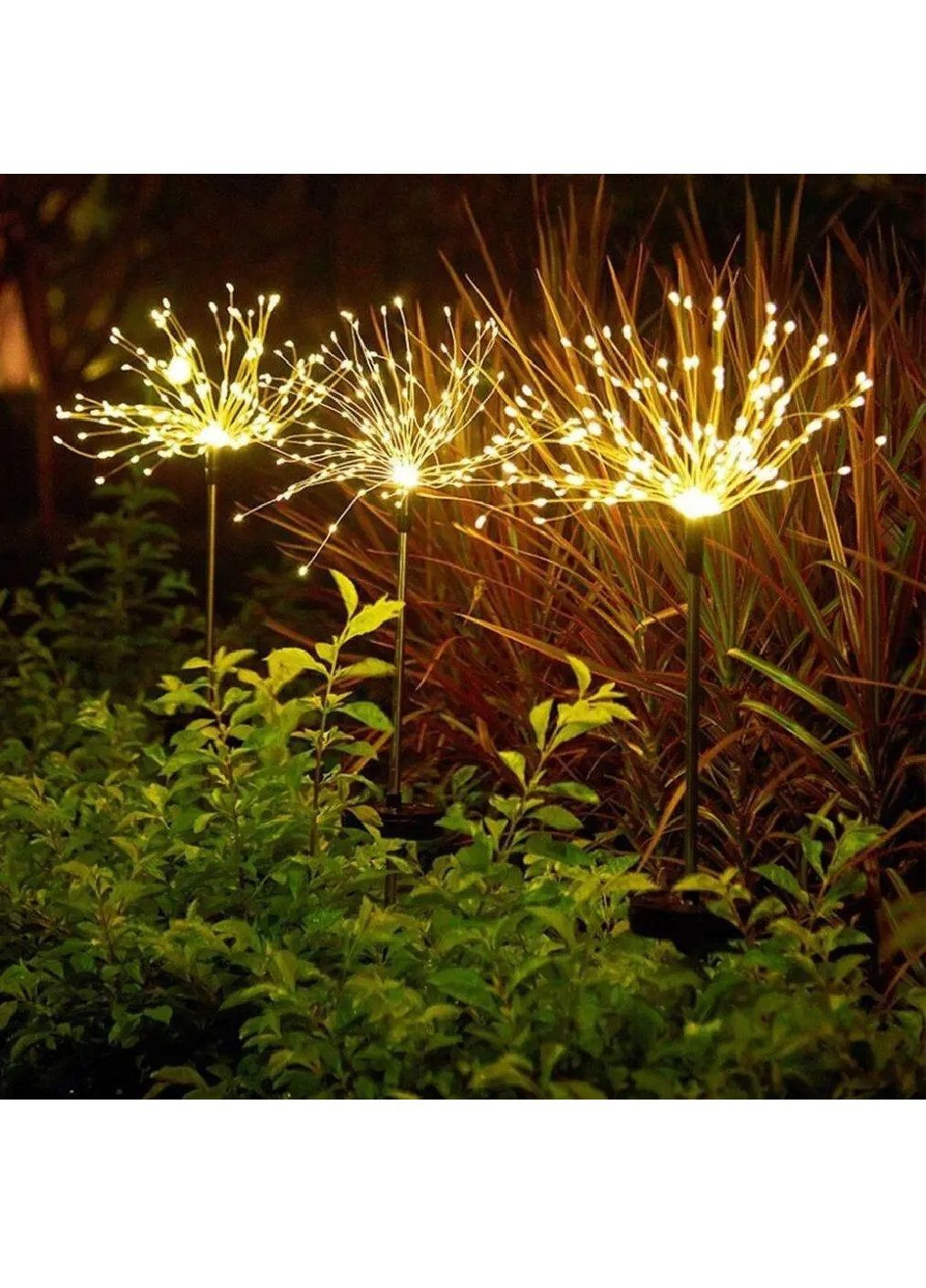 Комплект набір садових вуличних LED світильників ліхтарів феєрверк з роботою від сонячної панелі 120LED 2 штуки (480742-Prob) Unbranded (341675130)