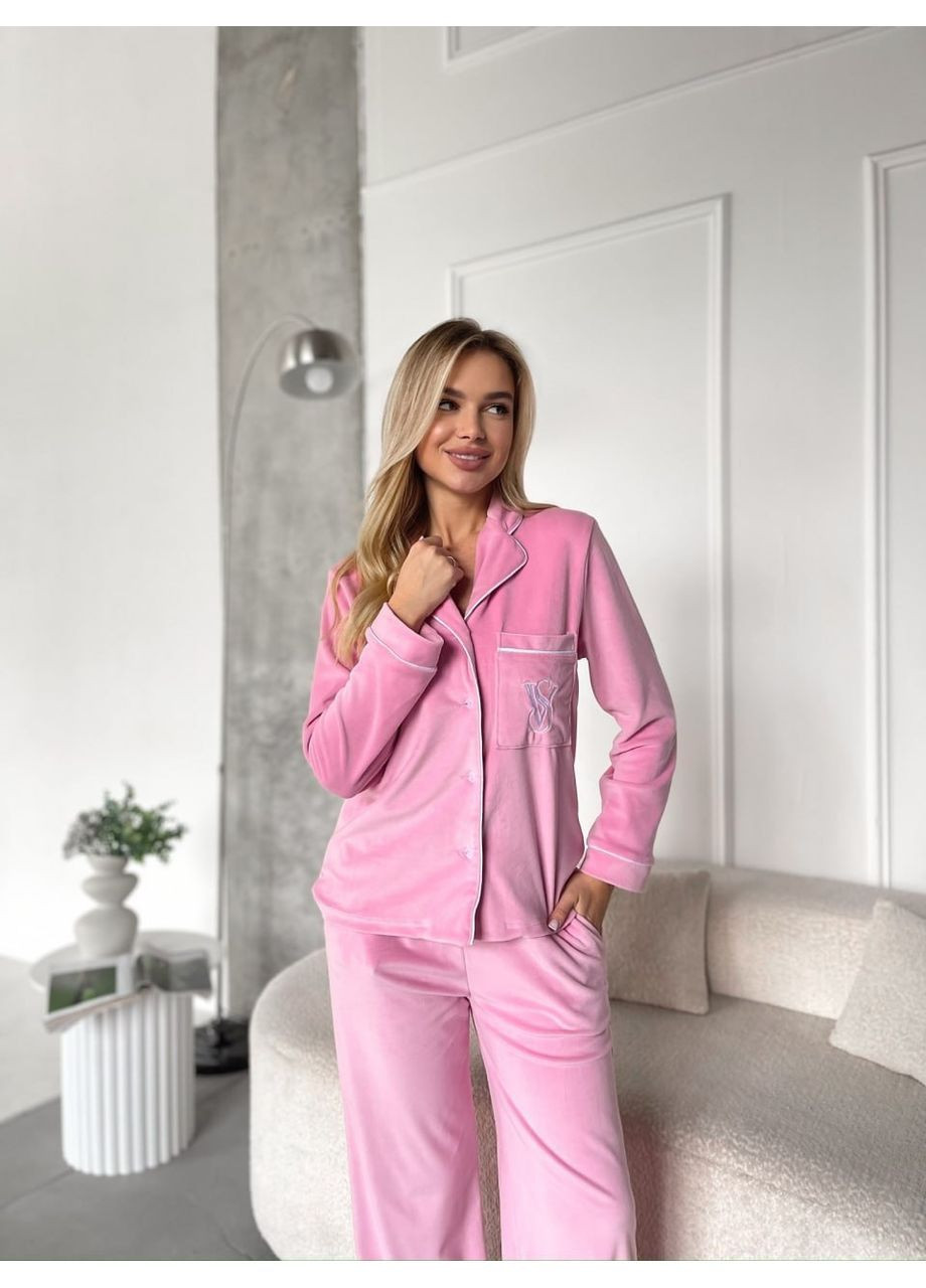 Рожева жіноча велюрова піжама Osoblyva