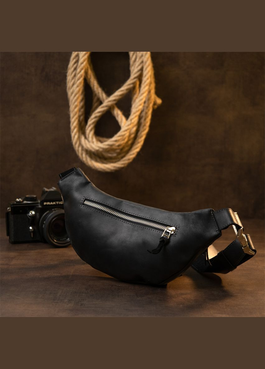 Поясная сумка бананка унисекс винтажная из натуральной кожи для путешествий черная (sku_11144) No Brand (328922592)