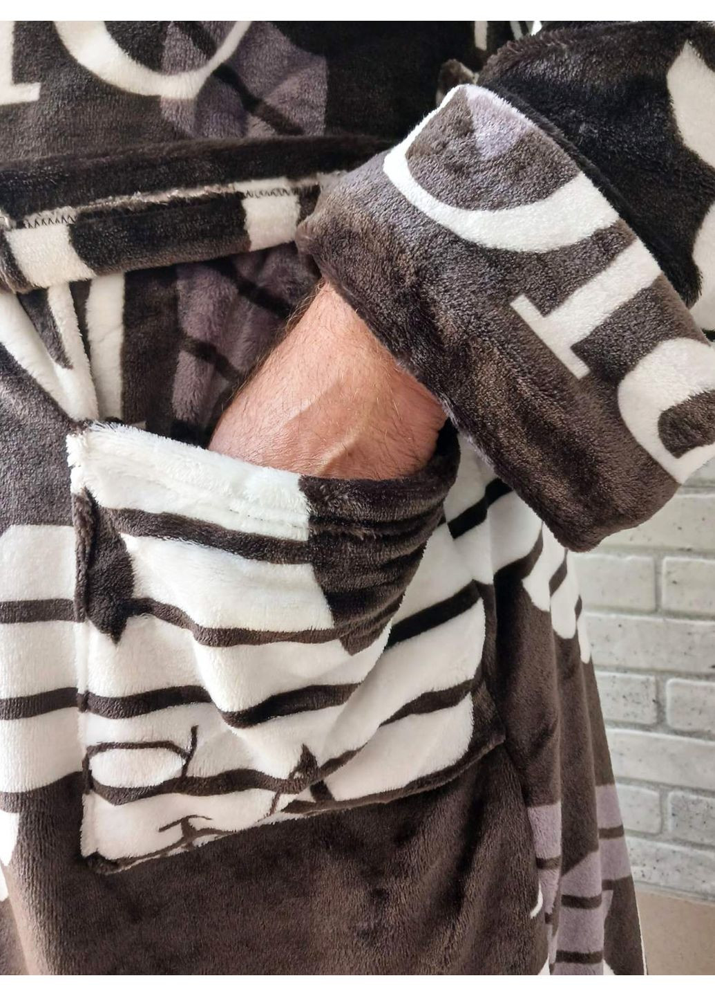 Зимний теплый халат мужской на запах с карманами батал No Brand (361032132)