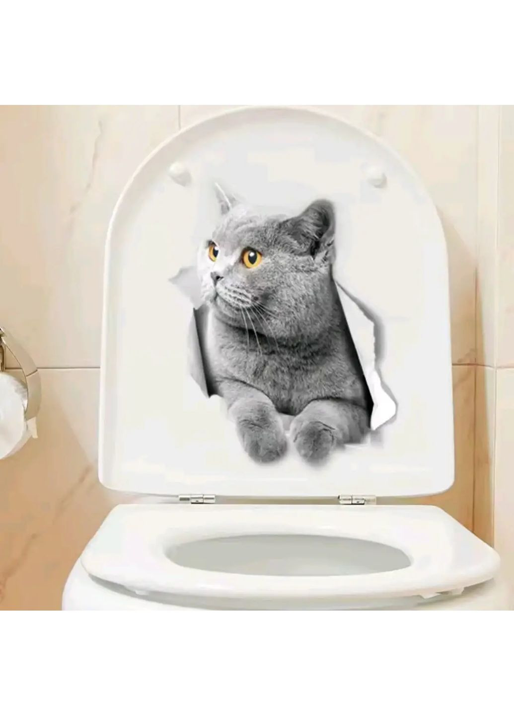 Наклейка на крышку унитаза Котик виниловая декоративная ( ) China (366874416)