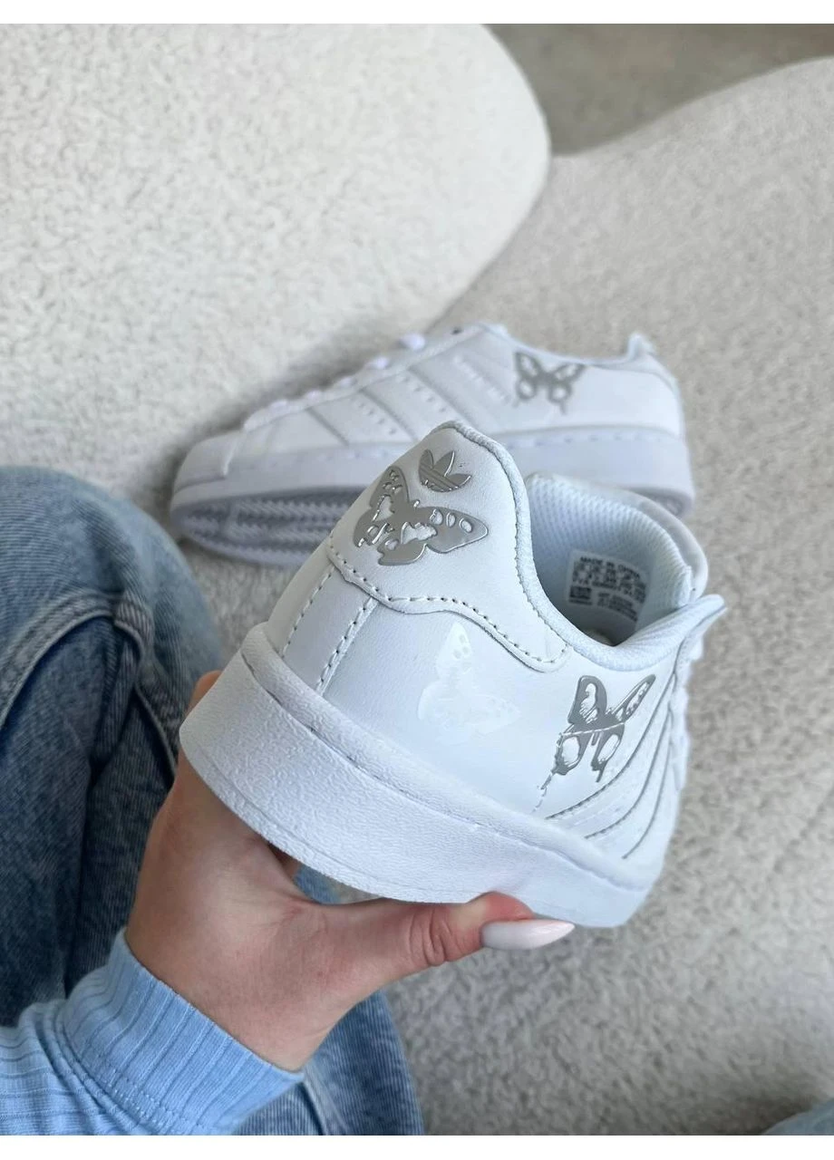 КРОССОВКИ ЖЕНСКИЕ ADIDAS SUPERSTAR FLY WHITE SILVER АДИДАС СУПЕРСТАР БЕЛЫЕ No Brand белые демисезоны (392012400)