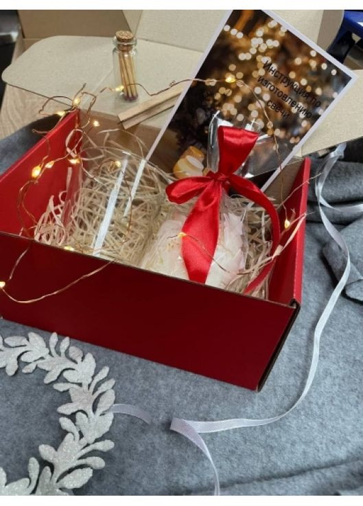 Подарунковий набір для виготовлення свічок із воску червоний з декорованими сірниками для творчості та затишку. ProDobro (365441323)