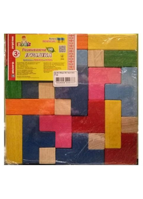 3D пазл мини Руды деревянный развивающий конструктор для детей геометрические фигуры разноцветные 24 элемента ProDobro (367097662)