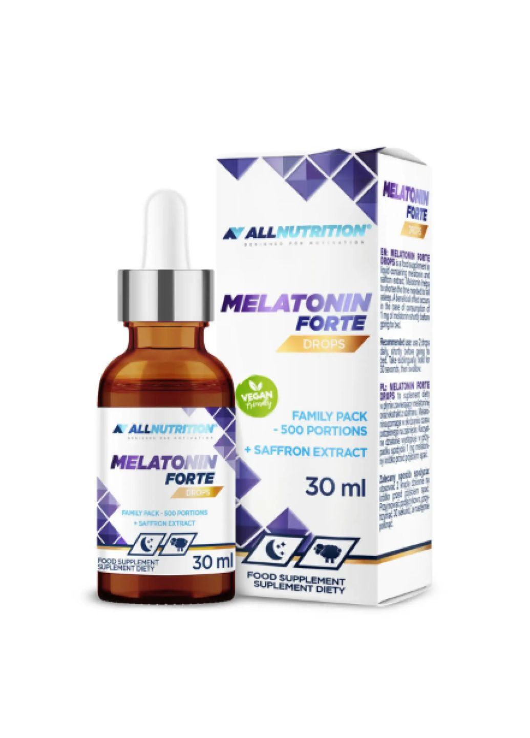 Melatonin Forte Drops - 30ml добавка для улучшения сна Allnutrition (282962565)